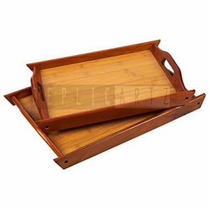 Bandeja de Servir de Madera Premium Maximus International con Asas Recortadas y Base de Bambú - Diseño Art Deco, Plato Multifuncional para Desayuno - Product Image 5