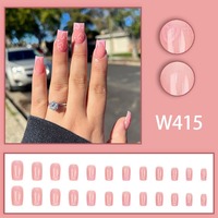 Lot de 24 faux ongles roses en forme d'étoile pour la Saint-Valentin - Matériau ABS, utilisation sur les doigts, design à couverture complète