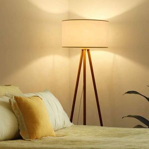 Lampe <span class=keywords><strong>sur</strong></span> <span class=keywords><strong>pied</strong></span> en bois avec <span class=keywords><strong>abat</strong></span>-<span class=keywords><strong>jour</strong></span> cylindrique en tissu E27, lampe de salon - Product Image 2