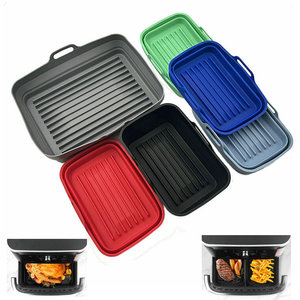 Revêtements en silicone épais sans BPA pour friteuse à air, paniers doubles pliables, <span class=keywords><strong>pot</strong></span> en silicone <span class=keywords><strong>rectangulaire</strong></span> pour plats de cuisson Af400UK - Product Image 1