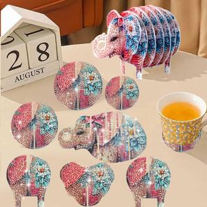 Nouveauté : Sous-verres ronds en <span class=keywords><strong>acrylique</strong></span> <span class=keywords><strong>abstrait</strong></span>, peinture de diamant DIY, cadeaux promotionnels personnalisables, motif de baleine - Product Image 3