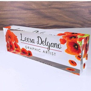 Plaque de bureau personnalisée en acrylique pour enseignant – Plaque nominative rectangulaire moderne personnalisée avec design imprimé UV - Product Image 2