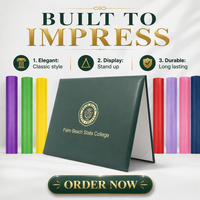 Porta Diplomas y Certificados de Cuero Sintético Liso con Logotipo en Dorado Personalizado 2026, Tamaño A4 8.5x11 11x14