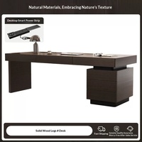 Bureau d'ordinateur minimaliste de luxe avec rangement pour la maison, le bureau ou la chambre, bureau simple haut de gamme en bois fumé