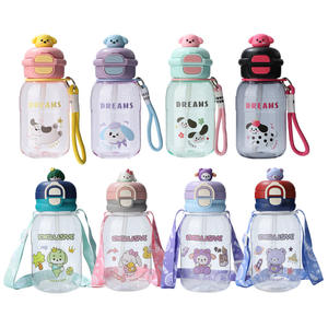 Dreams Exclusive Cartoon Straw <b>Water</b> Bottle 500Ml Reusable For Kids Students <b>Outdoor</b> Sports Gift Cup With Strap - Product Image 1