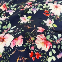 Tela Koshibo Floral de Alta Calidad, 100% Poliéster, Tejido con Impresión Digital Personalizada, 125 g/m², Crepé Koshibo para Vestidos de Verano