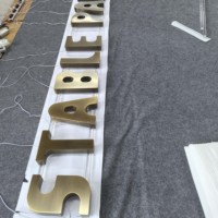 Signalétique d'identification personnalisée, professionnelle, durable, lettres rétroéclairées en laiton antique brossé, effet vieilli