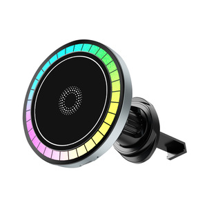 Cargador Inalámbrico Magnético con Iluminación RGB 12-24V, Micrófono Integrado, Diseño Cyberpunk para Uso en Automóviles - Product Image 2