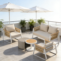 Conjunto de Muebles de Patio Modernos de Aluminio Blanco Impermeable para Sala de Estar, Hotel, Villa, Patio, Casa de Campo, Apartamento, Balcón, Exterior
