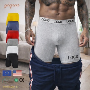 थोक कस्टम लोगो लंबे खेल मुक्केबाजों के मुक्केबाजों ने पुरुषों के प्राकृतिक सूती लुभावनी अंडरवियर बॉक्सर ब्रिकी - Product Image 1