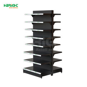 رفوف متعددة الطبقات ذات وجهين لمتاجر البقالة والسوبر ماركت باللون الأسود - Product Image 1