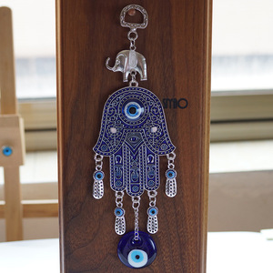 Metal Hamsa Hand Turkish Blue Elephant Evil Eye Glass Protection Wall Hanging Decor per buona fortuna <span class=keywords><strong>e</strong></span> benedizione - Product Image 2