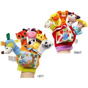 Factory Baby Soft Mini Animals Books Toys with Plush Hand Puppets Cloth Book for Babies Infant Toddler Finger Puppets