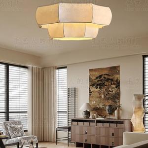 Lámpara de techo de papel estilo Neo Chino Wabi Sabi con LED de montaje en superficie para sala de estar, dormitorio y estudio. - Product Image 1