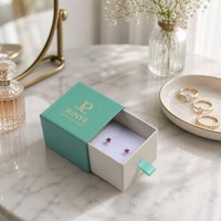 Boîte à bijoux en papier de luxe avec logo, emballage écologique, tiroir rigide à ruban, style tendance, expédition rapide, faible MOQ, personnalisable
