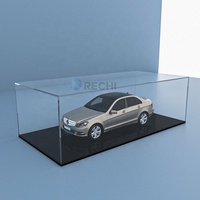 RECHI illuminé acrylique Garage Kit boîte de présentation de stockage acrylique jouet voiture modèle vitrine d'affichage avec lumière LED et boîte anti-poussière