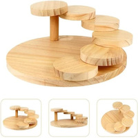 Plateau de service rond en bois Marches rotatives créatives Assiette d'escalier Assiette à sushi en bois ronde plateaux pour base de support à gâteau en bois