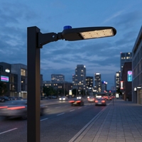 Luminaire LED d'extérieur CCT et puissance sélectionnables ETL DLC 5.1 140LPW, type Shoebox, pour parking, avec photocellule