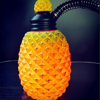 Chicha LED Lumineuse en Résine Ananas, Vente en Gros Usine, Décoration de Bar Élégante, Chicha Arabe Complète pour l'Exportation
