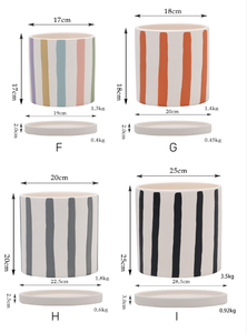 <span class=keywords><strong>Maceta</strong></span> de cerámica transpirable a rayas pintada a mano con orificio para bandeja Soporte de flores Plantas verdes de orquídeas en <span class=keywords><strong>maceta</strong></span> - Product Image 6