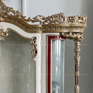 Vitrina de Vino de Madera Clásica Real, Vitrina de Exhibición Antigua de 4 Puertas para el Hogar - Product Image 6