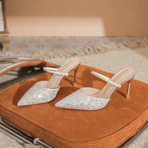 Escarpins slingback à strass 8189A, bout pointu, talon aiguille, chaussures pour femmes, tendance mode, style été - Product Image 1