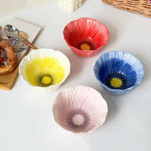 Platos de Cerámica de Alta Calidad para Postre, Platos para Cena, Tazones para Ensalada, <span class=keywords><strong>Vajilla</strong></span> Creativa de Porcelana con Diseño de Flores Amarillas - Product Image 5