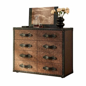Cassettiera <span class=keywords><strong>in</strong></span> Vera Pelle Cerata Stile Americano Retrò, Mobile Contenitore da Parete Vintage Francese per Camera da Letto e Soggiorno, per Villa - Product Image 5