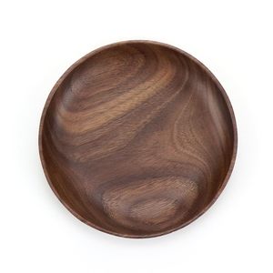 الخشب الطبيعي الحبوب طبق مستدير الجوز الأسود لوحات الجبن القهوة الشاي تخدم علبة الفاكهة أطباق حزب أطباق عشاء - Product Image 3