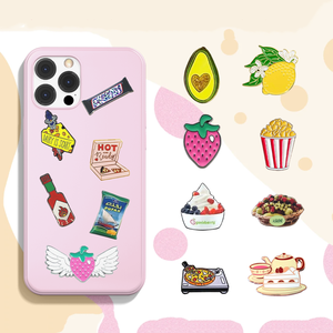 Vente en gros autocollants de téléphone en métal série gastronomique Dessert créatif boisson collation boisson émail Badge décalcomanie amusant nourriture épinglette personnalisée - Product Image 1