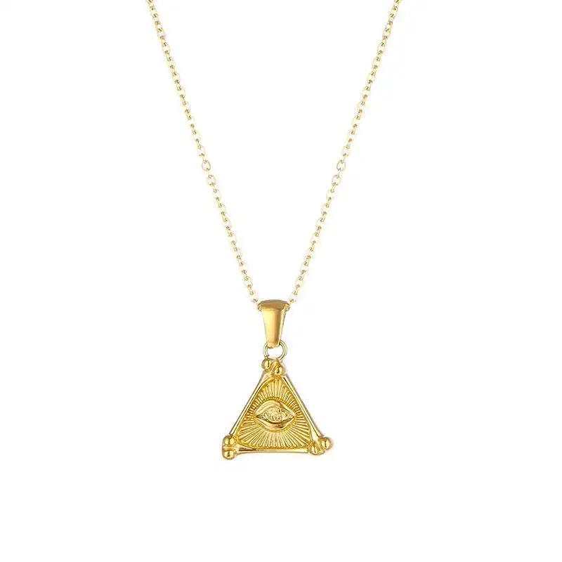 Colgante de pirámide egipcia triangular chapado en oro de acero inoxidable personalizado joyería de Hip Hop para mujeres y hombres