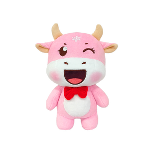 Tùy chỉnh nháy mắt màu hồng bò Đồ chơi sang trọng Made-to-order công ty IP linh vật bông búp bê tay con rối Thú nhồi bông Đồ chơi thiết kế mẫu - Product Image 1