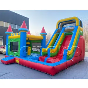 Komersial Bouncer Slide Combo Tiup Moonwalk Bouncy Jumping Castle Dengan Kolam Renang