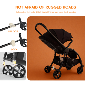 Poussette bébé pliable facile à roulettes larges en alliage d'aluminium 3 en 1 pour des voyages pratiques - Product Image 4