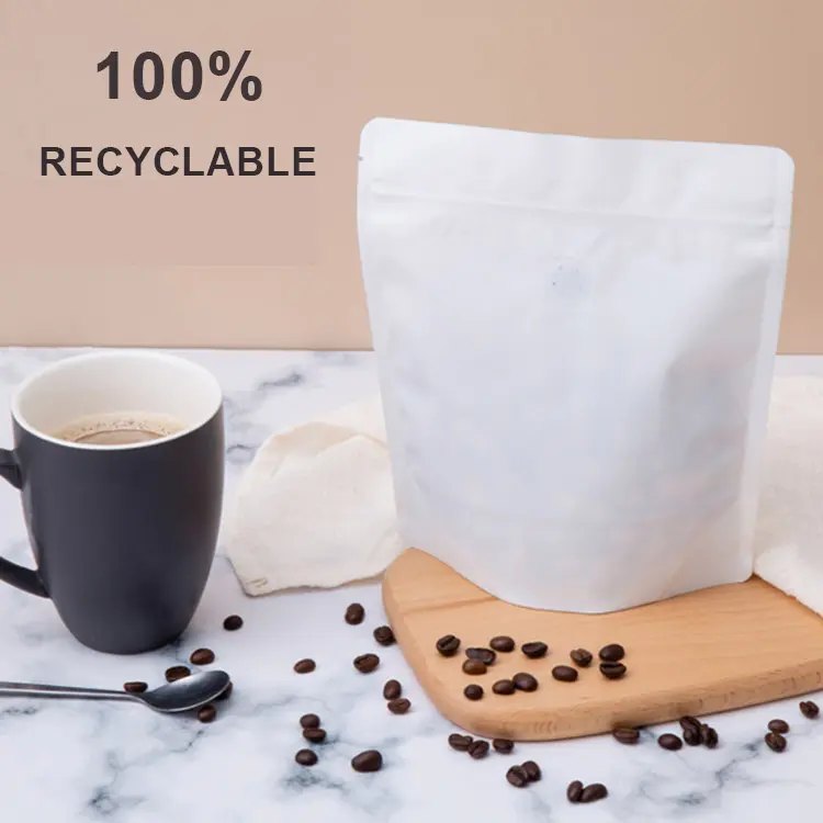 カスタム包装100% 堆肥化可能なリサイクル可能なコーヒー豆バッグバルブ付き