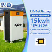 Soec Stock UE Système de Stockage d'Énergie Domestique 48V 280AH 15kWh avec Équilibreur Actif 5A Intégré + Extincteur + Ordinateur Supérieur RS232