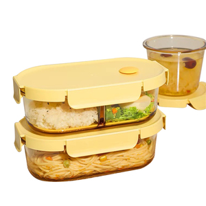 ホコカスタマイズ可能なロゴ入りヨーロッパデザインガラス製食品保存容器、気密フリップトップ蓋付き、電子レンジ対応、BPAフリー、環境に優しい - Product Image 1