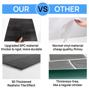 New Upgraded Trend Stacked Peel and <strong>Stick</strong> <strong>Tiles</strong> for Bathroom Do It Yourself Self Adhesive <strong>Black</strong> Matt Surface Vinyl <strong>Tile</strong> - Product Image 4