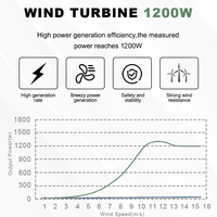 Éolienne verticale Smaraad 1200w Éolienne pour usage domestique avec générateur éolien 12v 24v et pales de 1,35m