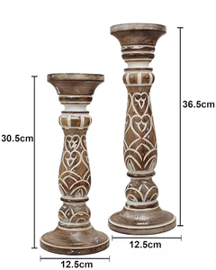 Juego de Portavelas de Madera Tallada a Mano, Candelabros Rústicos Decorativos para Centro de Mesa en Bodas y Hogar - Product Image 3