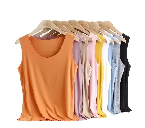 Custom heat transfer print logo Modal Spandex soft breathable Sleeveless underwear Camisoles for Women white Shirt Tank Top