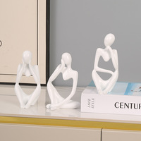 Ensemble de trois mini-figurines décoratives de style européen moderne en résine, idéal pour le salon, la décoration intérieure, le bureau et le bureau d'étude