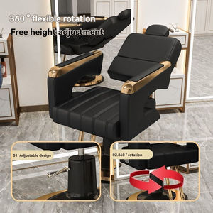 Mobilier de salon chaise de coiffure professionnelle commerciale chaise de salon de beauté chaise de barbier inclinable en or