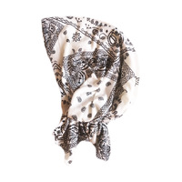 Hiyab Étnico de Algodón para Mujer, Pañuelo con Capucha Estilo Chal, Gorro para el Cabello de Cola Corta, Gorro Étnico