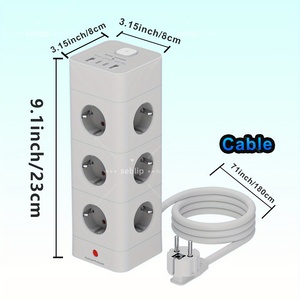 Bộ chuyển đổi <span class=keywords><strong>USB</strong></span> 16 trong 1 phích cắm điện EU 16A 3680W cho bệnh viện văn phòng tại nhà 12 ổ cắm <span class=keywords><strong>2</strong></span> <span class=keywords><strong>USB</strong></span>-A <span class=keywords><strong>2</strong></span> ổ cắm điện Type-C - Product Image 4