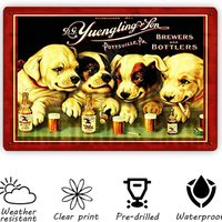 Panneau métallique rectangulaire personnalisé Yuengling & Son Ale and Beer Dogs, 8x12 pouces, décoration pour bar, café, restaurant, maison