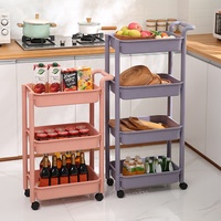 Offre Spéciale 3 niveaux Rectangle cuisine étagère de rangement en plastique en acier au carbone Injection panier organisateur chariot étagère chariot usage alimentaire