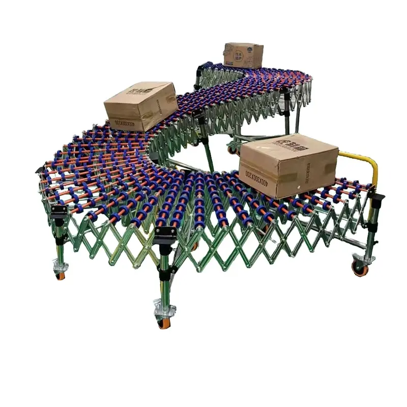 卸売手動伸縮式コンベヤー無動力拡張可能ローラーコンベヤー高柔軟な重力スケートホイールコンベヤー