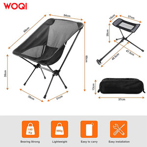 Chaise de plage pliable Woqi pour le camping en plein air, chaise longue portable en acier à gravité zéro, noire, 20,9x13,8x26,4 pouces - Product Image 3