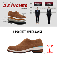 Mode décontracté vache daim chaussures pour hommes 7 cm de haut ascenseur chaussures hommes Top 10 Invisible hauteur augmentant bureau chaussures habillées pour hommes